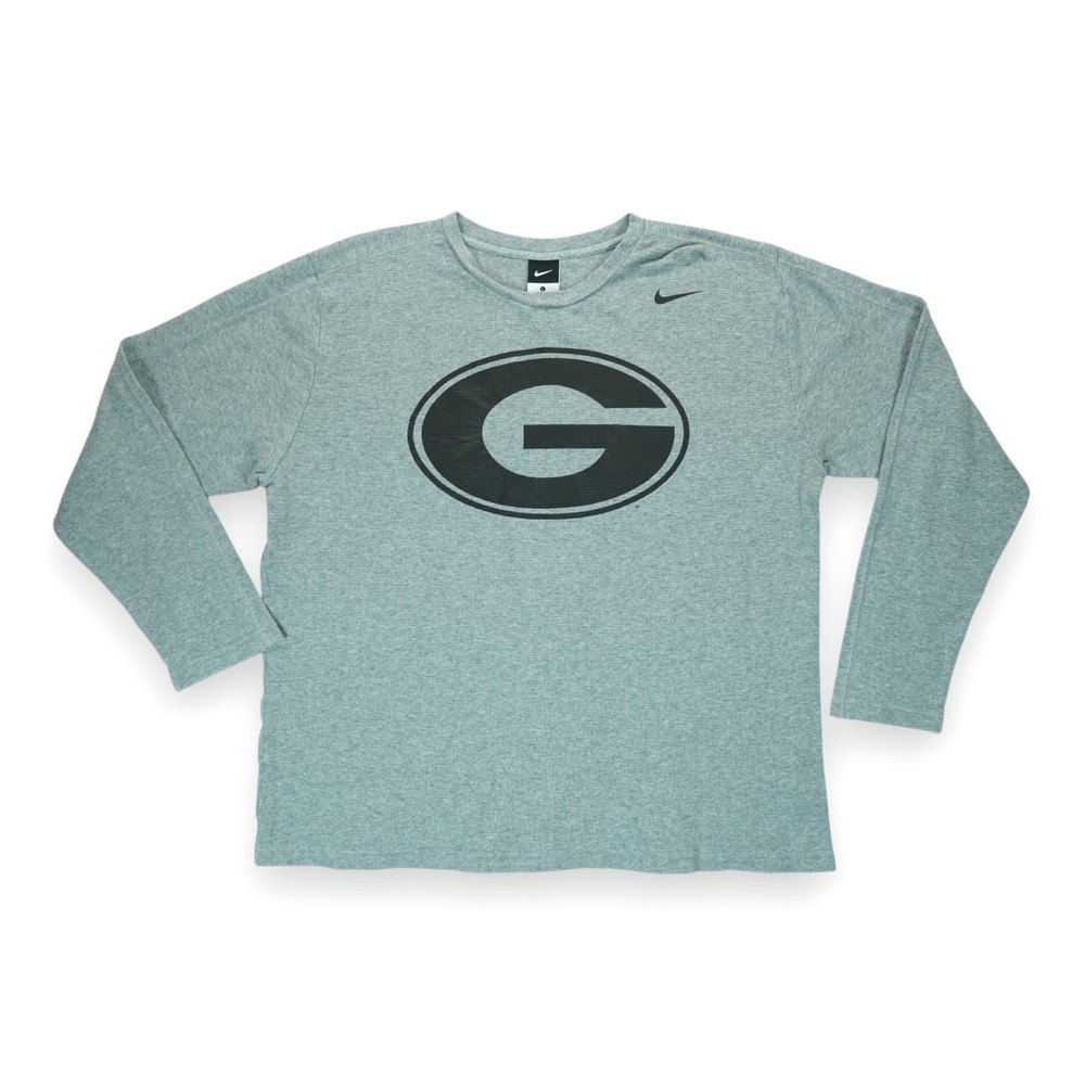 Nike Men's Shirt Long Sleeve Waffle Knit Thermal Gray Pullover Large‎